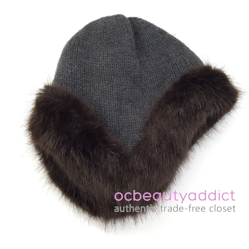 Banana Republic Knit Fur Trapper Hat NEW